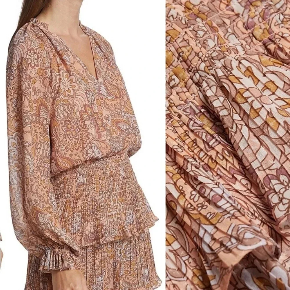 Ramy Brook Paisley Mini Dress in Earth Tones - Picture 3 of 9